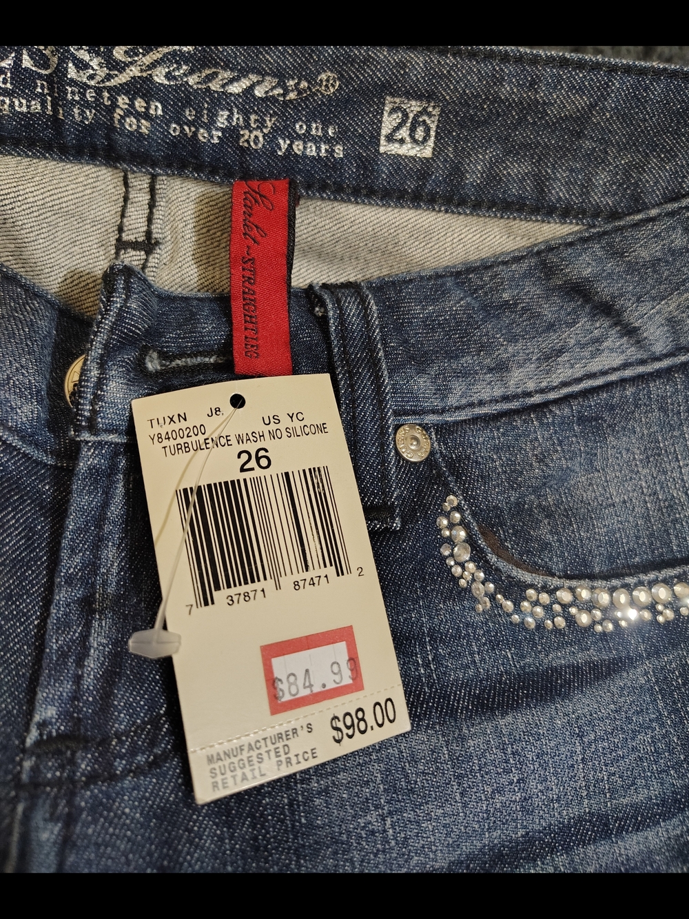 Guess Light Blue Rhinestone Pocket Boot Cut Jeans - Picture 2 of 4
